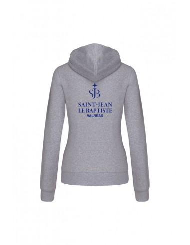 SWEAT ZIPPE CAPUCHE CONTRASTEE - FEMME - SJB - GRIS OXFORD - D