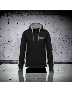 SWEAT CAPUCHE BICOLORE H NOIR GRIS