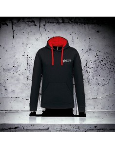 SWEAT CAPUCHE BICOLORE H NOIR GRIS 2