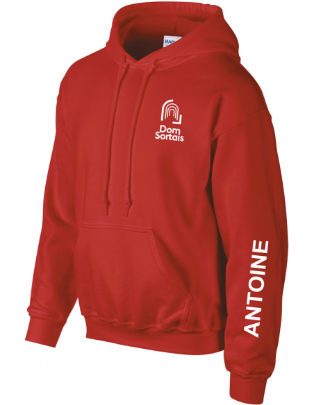 SWEAT CAPUCHE ROUGE MANCHE