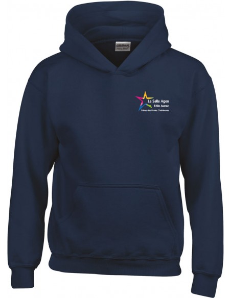 SWEAT CAPUCHE ENF BLEU NAVY COEUR