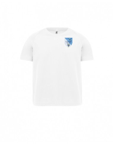 tee shirt sport enfant blanc logo couleur sillé