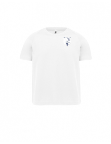 tee shirt sport enfant blanc logo mono sillé