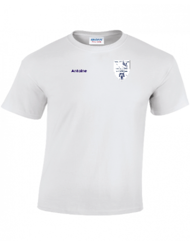 tee shirt homme prénom blanc logo mono sillé